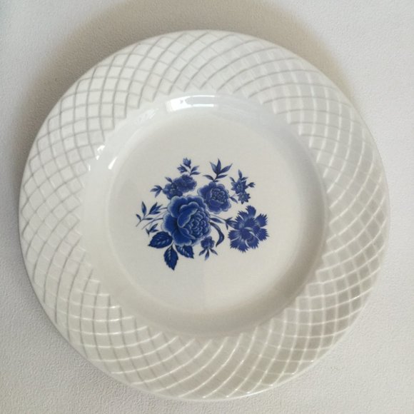 Enoch Wedgewood Tunstall England Blue Rose Ironstone lot of 3 plates & 1 cup - Picture 2 of 11